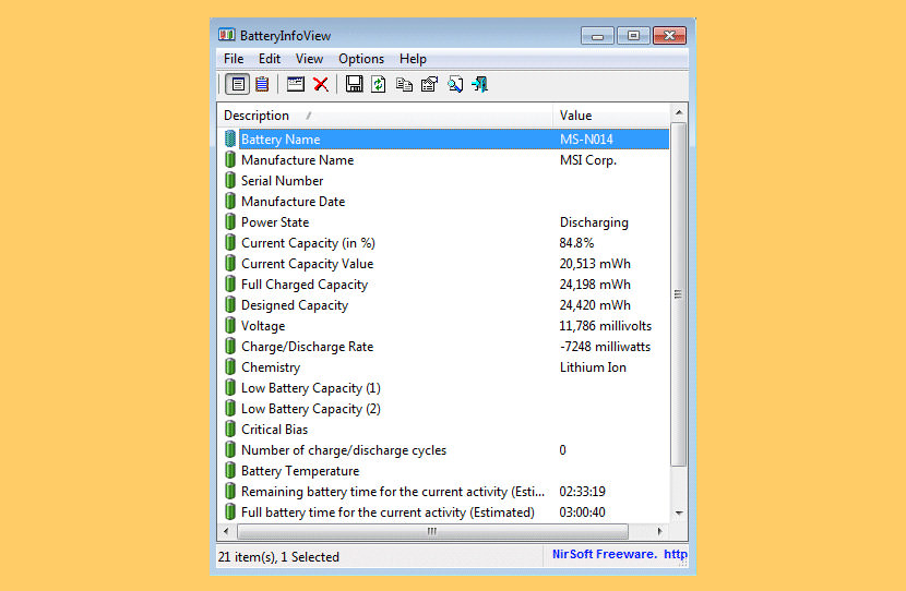Battery info downloadable software for laptop