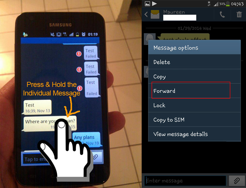 How to Forward or Share SMS Messages in Samsung Galaxy S2 and Note