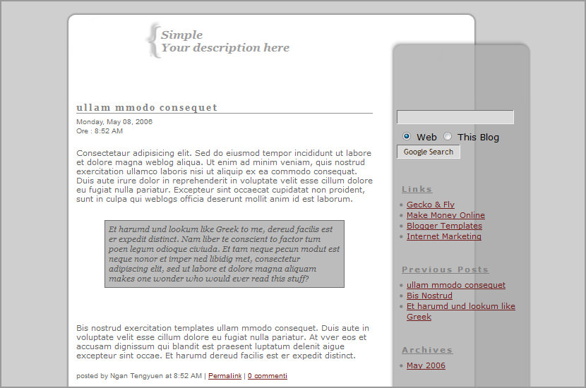 simple blogger blogspot template