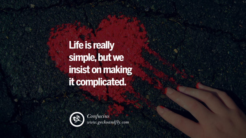 Inspiring Quotes about Life Life is really simple, but we insist on making it complicated. - Confucius