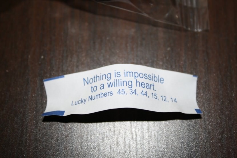 Nothing is impossible to a willing heart. Photo of Chinese Fortune Cookie