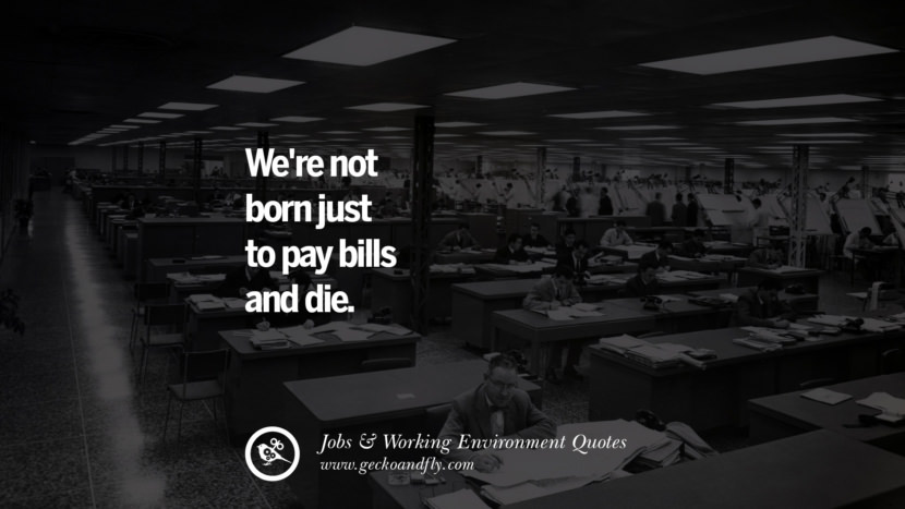 Non siamo nati solo per pagare le bollette e morire. Quotes On Office Job Occupation, Working Environment and Career Success're not born just to pay bills and die. Quotes On Office Job Occupation, Working Environment and Career Success