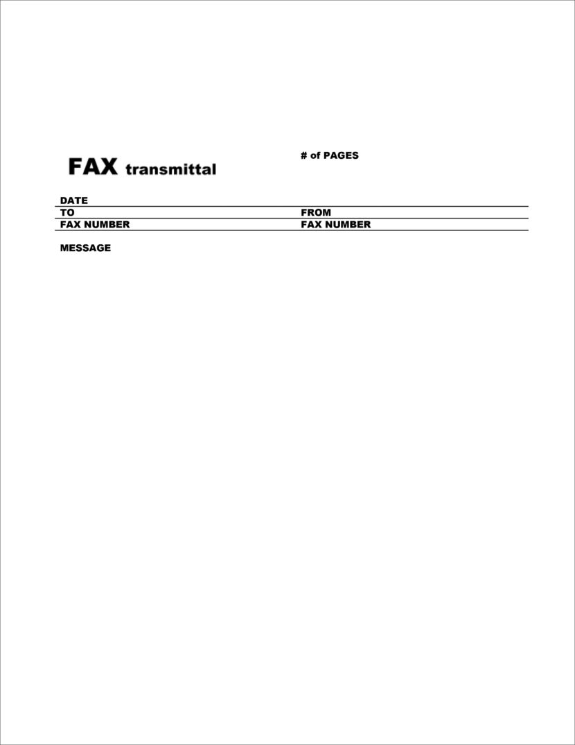 Screenshot of fax cover template in Microsoft Docx format