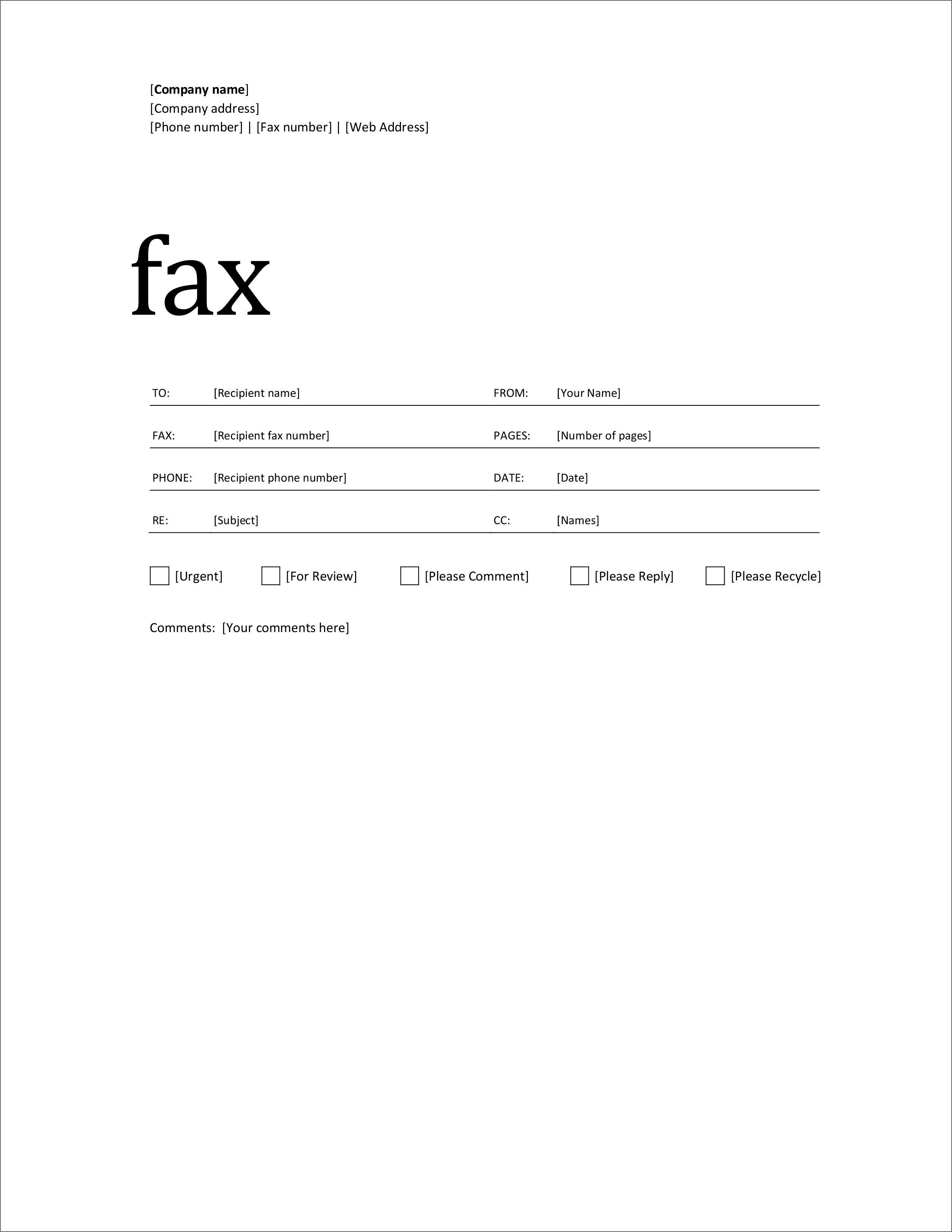 20 Free Fax Cover Templates / Sheets In Microsoft Office DocX