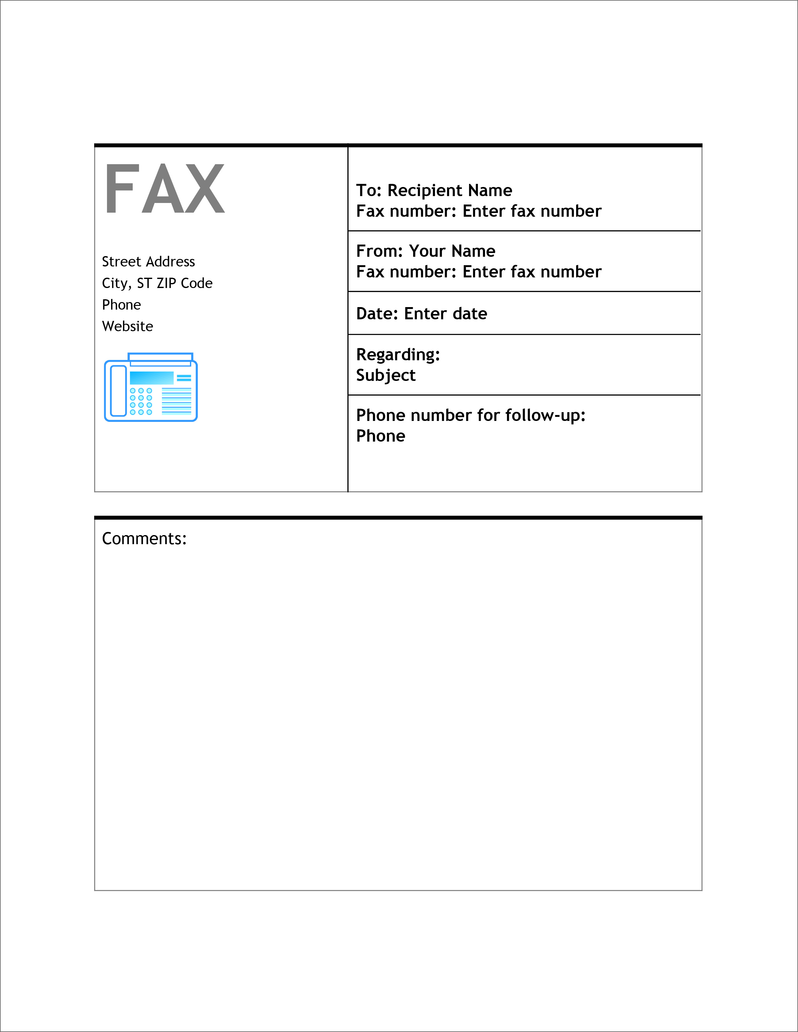 Fax Sheet Template Word