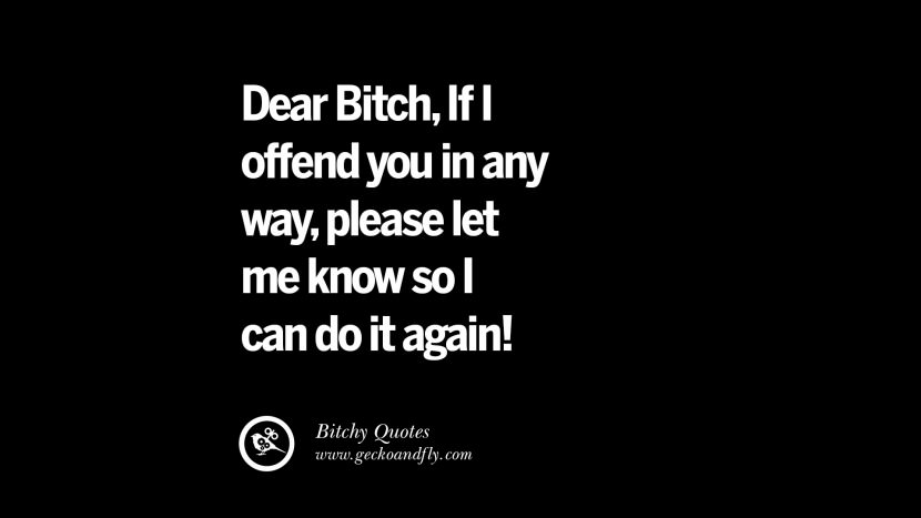 Dear Bitch, if I offend you in any way, please let me know so I can do it again!