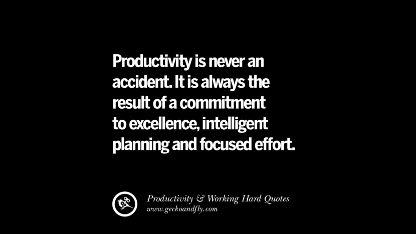 La productividad nunca es un accidente. Siempre es el resultado de un compromiso con la excelencia, una planificación inteligente y un esfuerzo enfocado. Citas inspiradoras sobre la productividad y el trabajo duro para alcanzar el éxito facebook instagram twitter tumblr pinterest poster wallpaper download