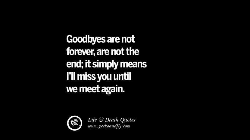 Goodbyes are not forever, are not the end; it simply means I'll miss you until they meet again.