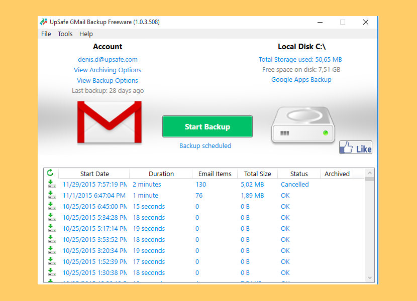 backup outlook contacts to gmail