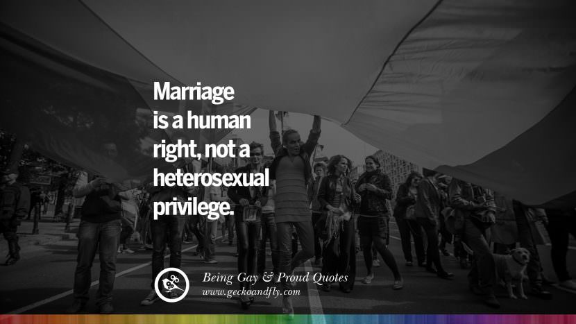 Il matrimonio è un diritto umano, non un privilegio eterosessuale. Quotes About Gay Pride, Pro LGBT, Homophobia and Marriage Discrimination Instagram Pinterest Facebook