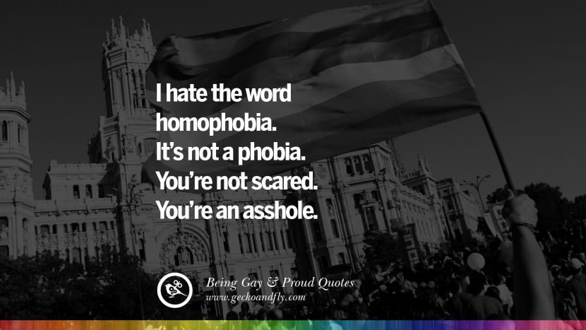 Odio la parola omofobia. Non è fobia. Non sei spaventato. Sei uno stronzo. Quotes About Gay Pride, Pro LGBT, Homophobia and Marriage Discrimination Instagram Pinterest Facebook's not phobia. You're not scared. You're an asshole. Quotes About Gay Pride, Pro LGBT, Homophobia and Marriage Discrimination Instagram Pinterest Facebook