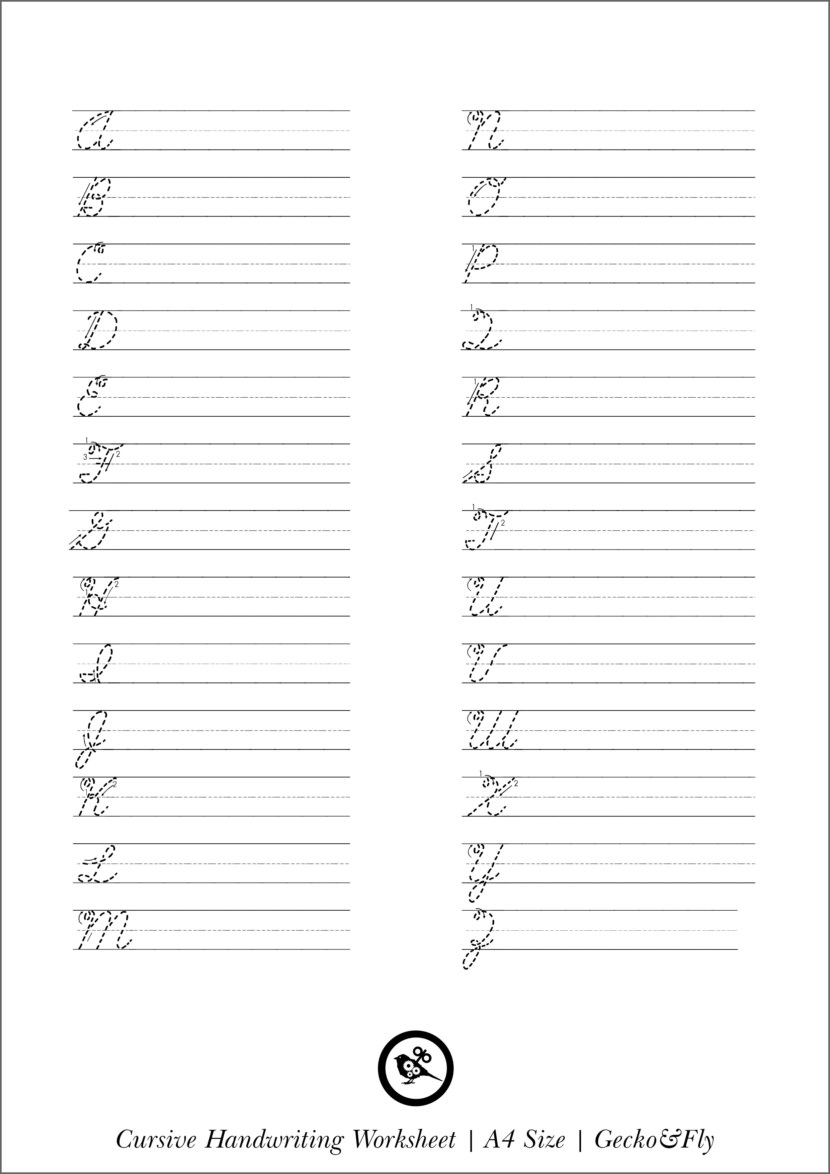 Printable penmanship worksheet for cursive handwiring exercises