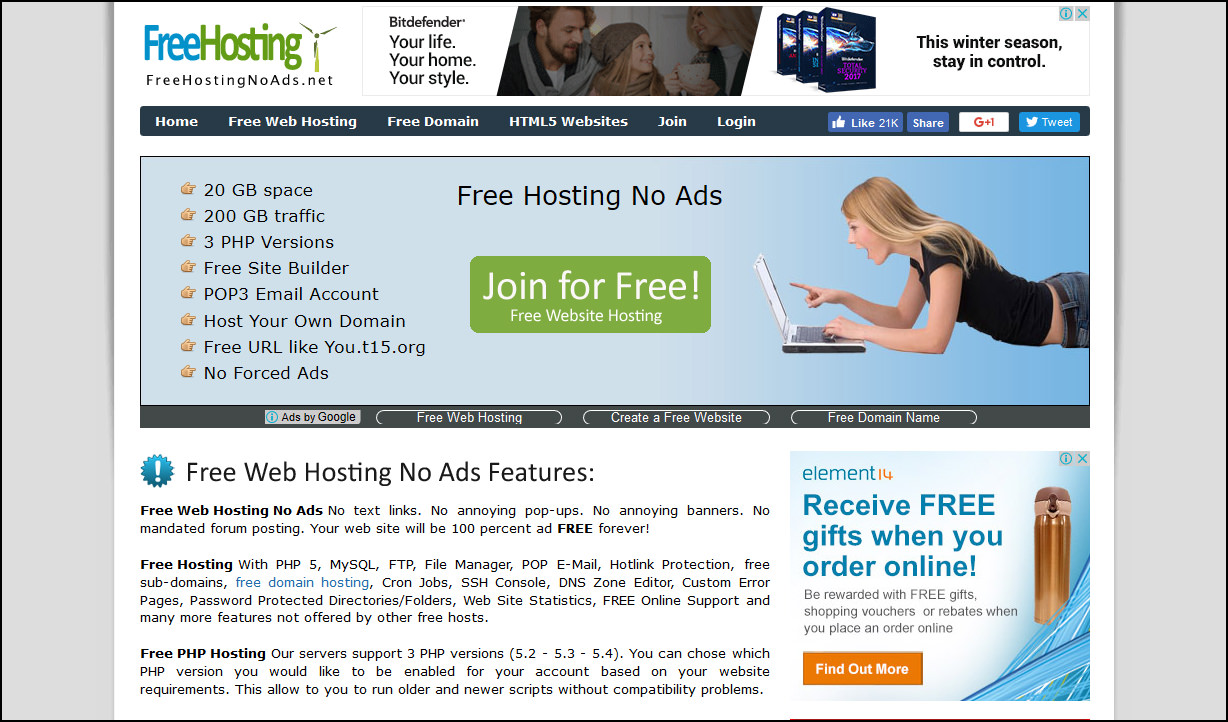 best free website no ads no charge free domain hosting