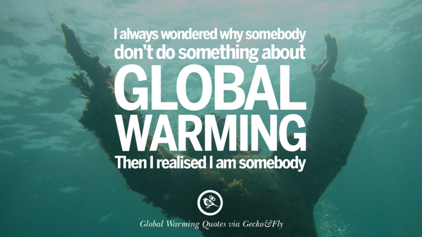 I always wondered why somebody don't do something about global warming. Then I realised I am somebody.