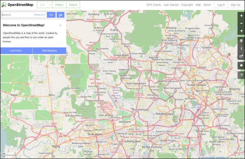 OpenStreetMap Online kaartprogramma's met routebeschrijvingen