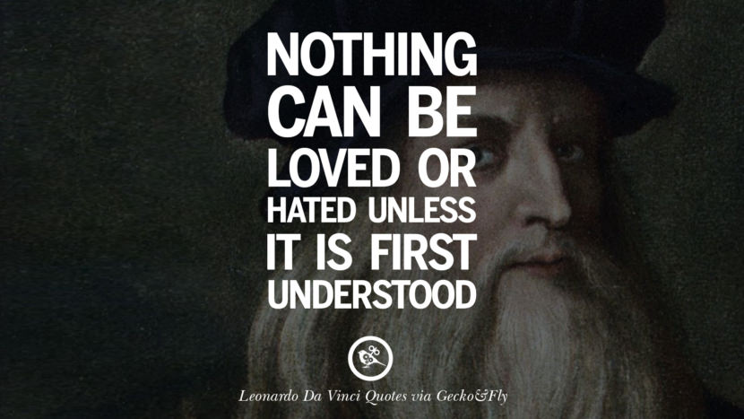 Nothing can be loved or hated unless it is first understood. Quote by Leonardo Da Vinci