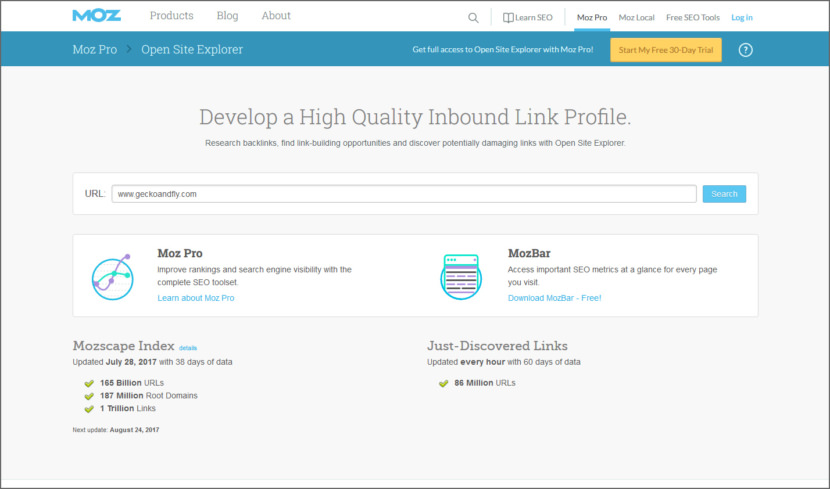 MOZ Open Site Explorer