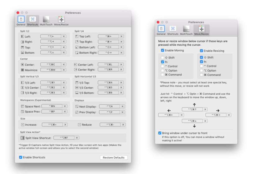 mac split windows shortcut