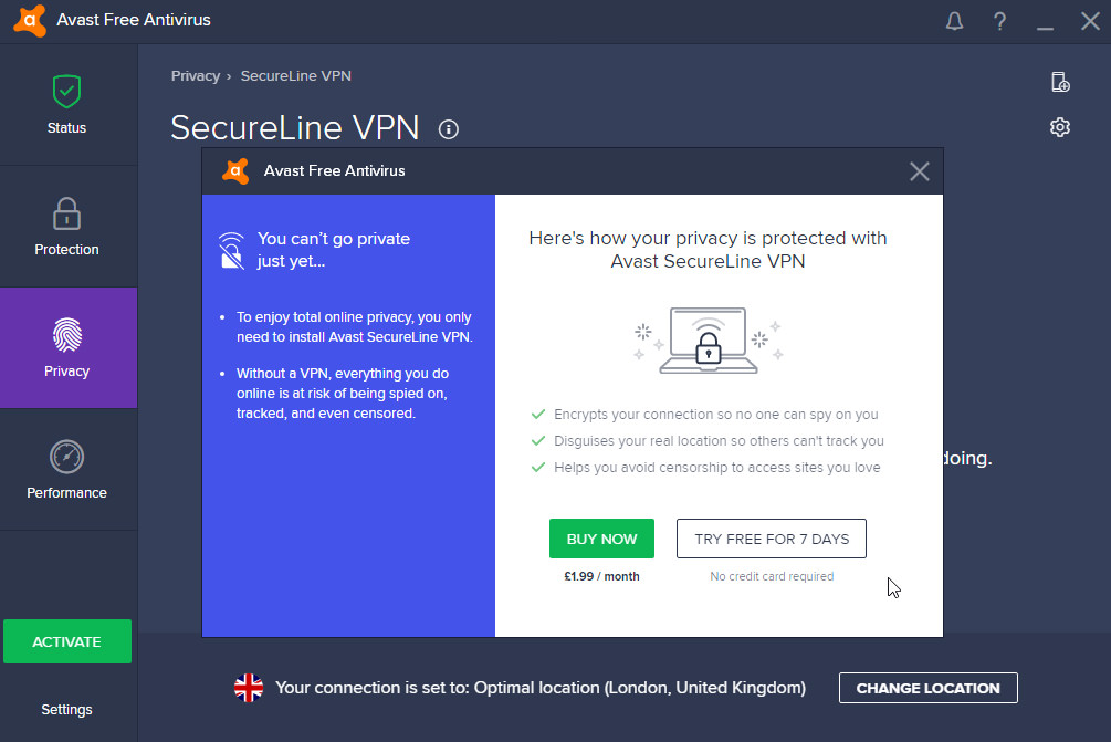 avast secureline vpn max connection reached