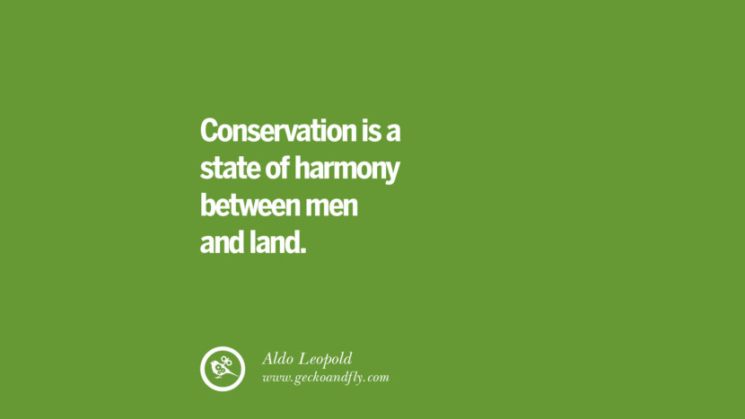 Conservation is a state of harmony between men and land. – Aldo Leopold