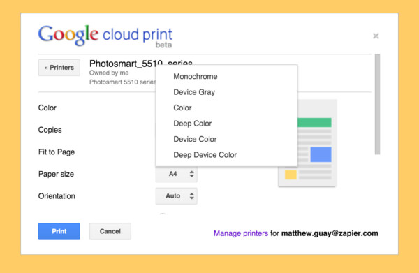 google cloud printer setup