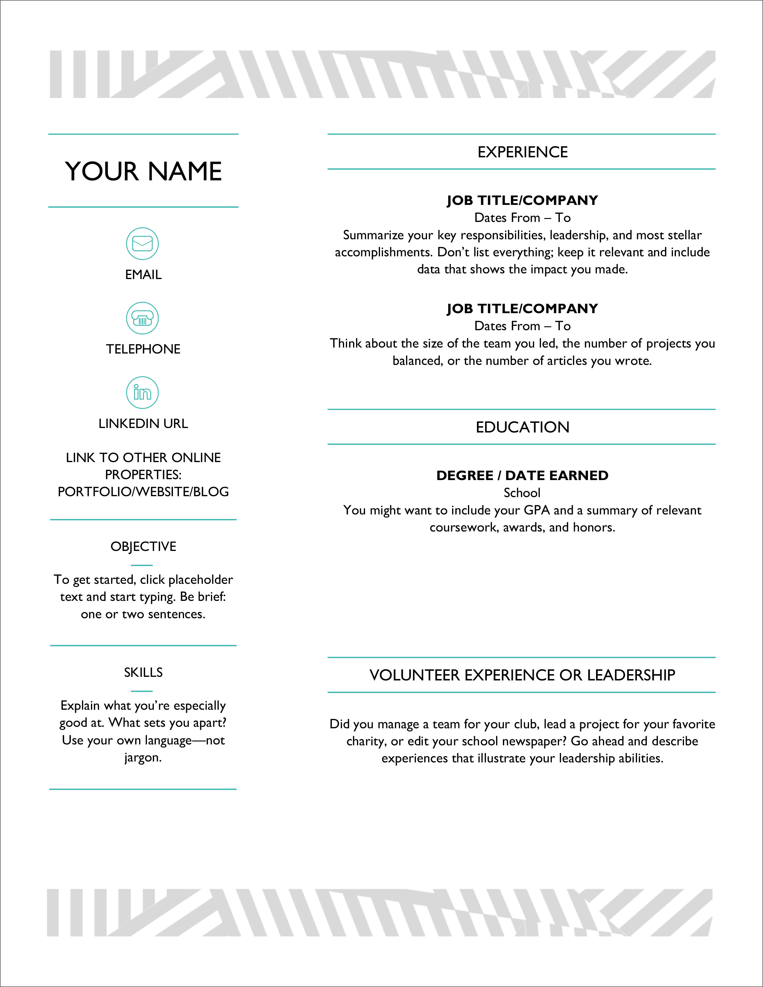 45 Free Modern Resume Cv Templates Minimalist Simple Clean Design