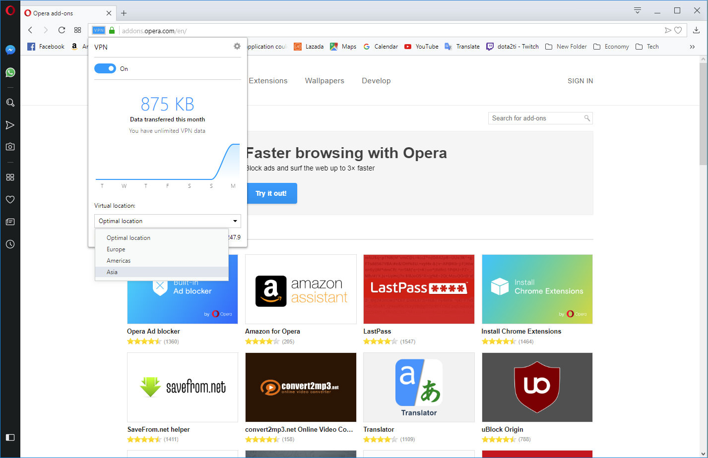 opera browser allows web addresses