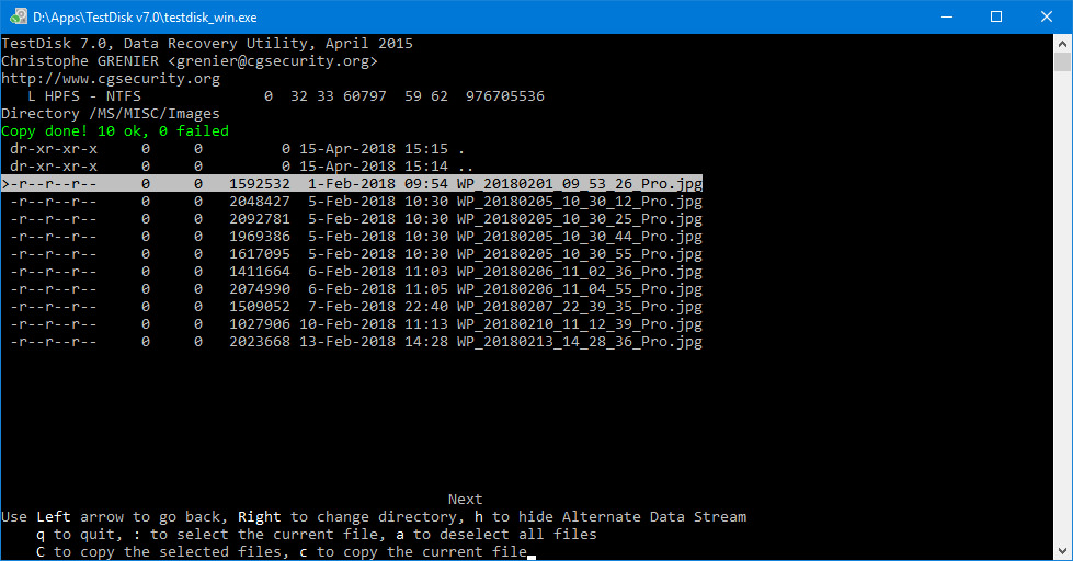 linux testdisk recover files