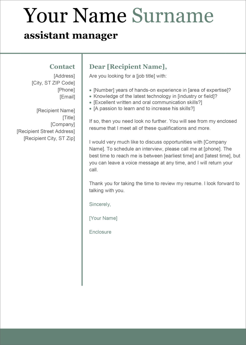 Cover Letter Email Format