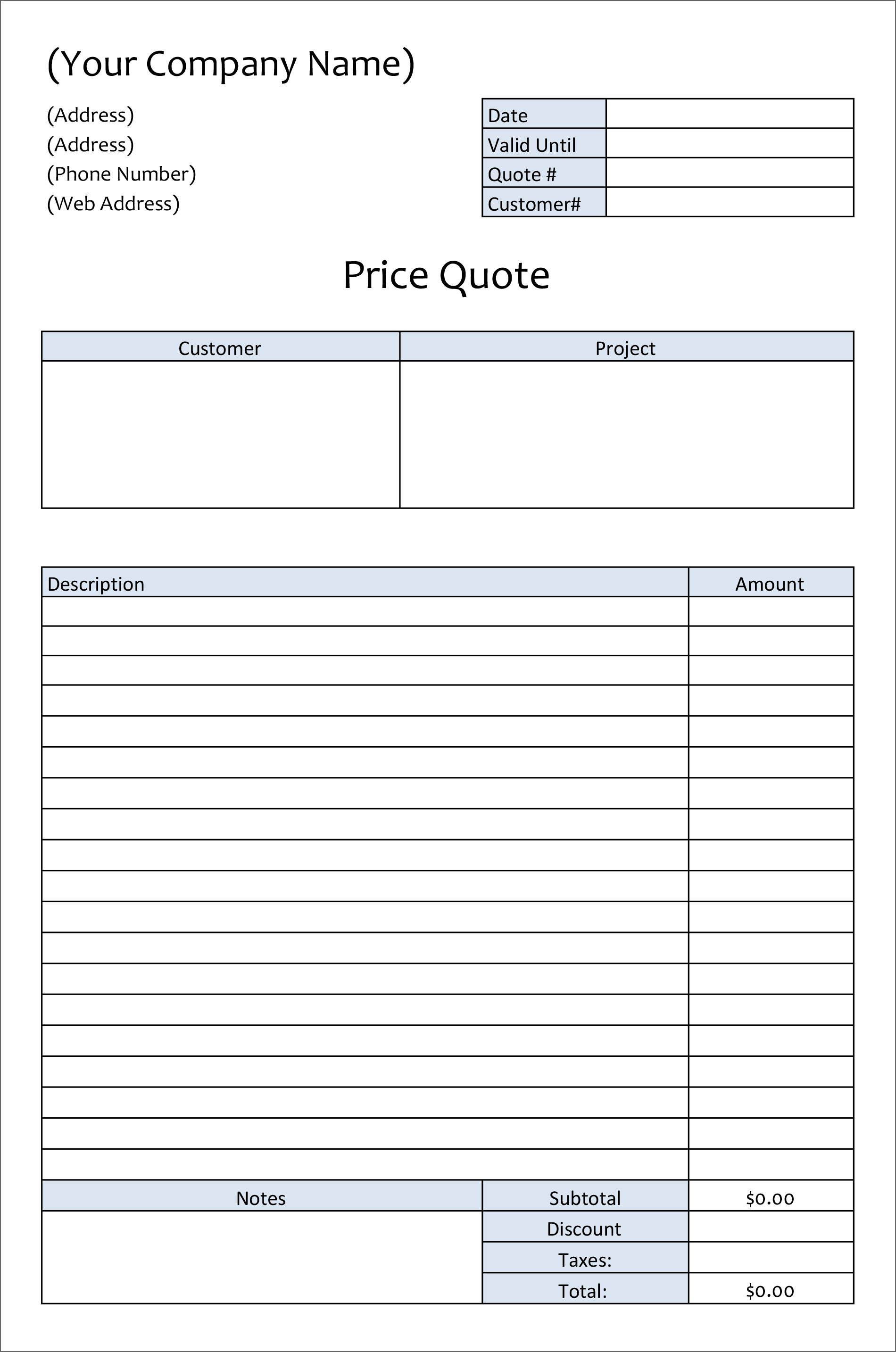 Quotation Sheet