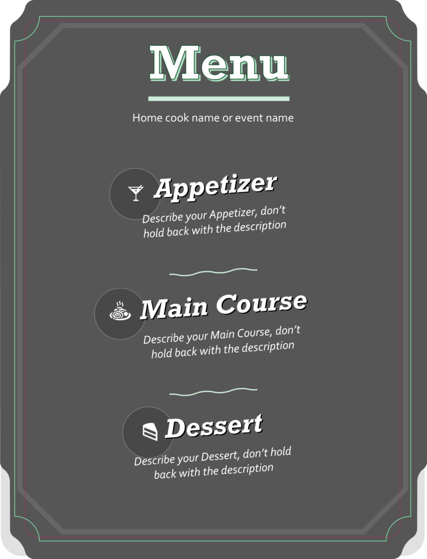 Screenshot of free simple food menu template for restaurants and cafes