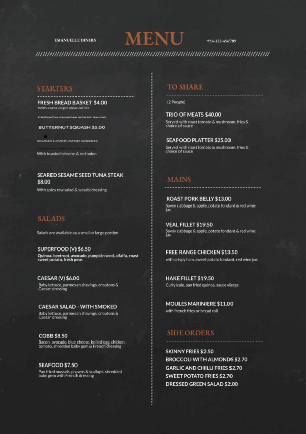 38 Free Simple Menu Templates For Restaurants, Cafes, And Parties