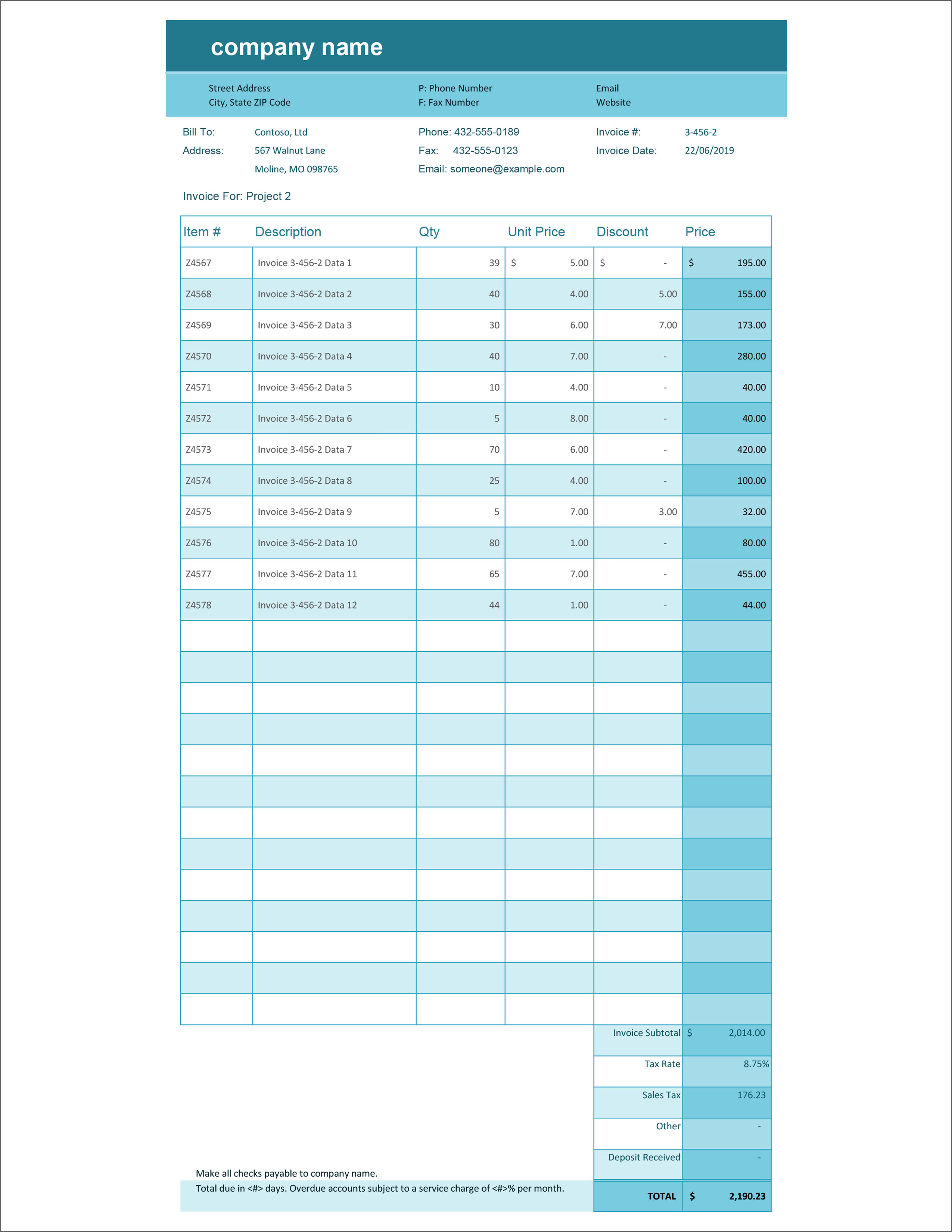 22 Free Invoice Templates In Microsoft Excel And DOCX Formats For Microsoft Office Word Invoice Template