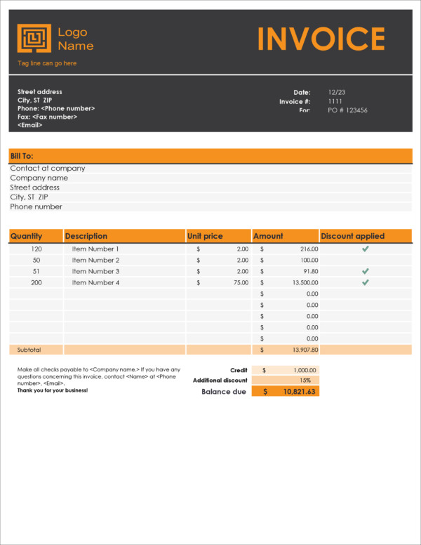 Sample invoice template lokivisions