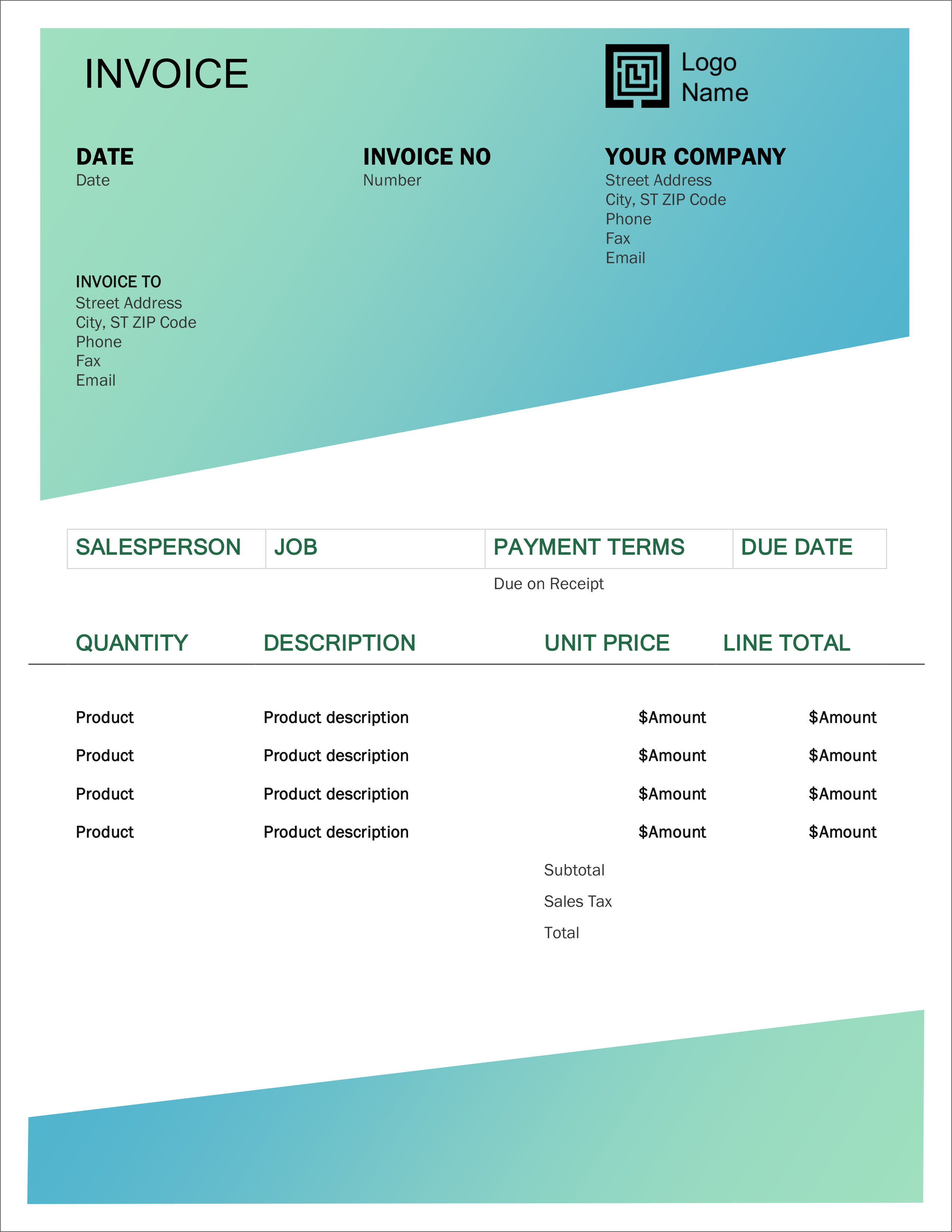 31  Word Invoice Template With Logo Images * Invoice Template Ideas
