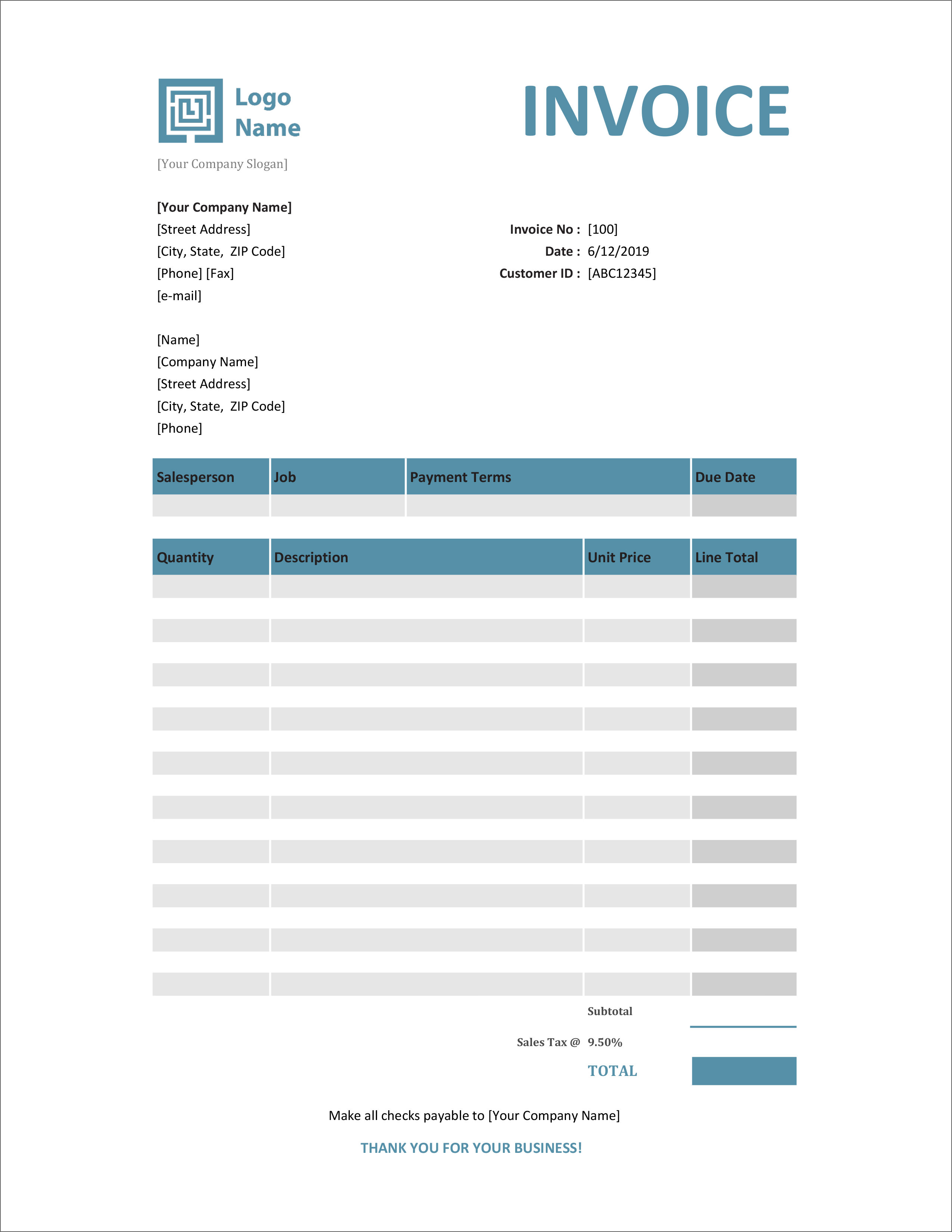 microsoft free invoice template