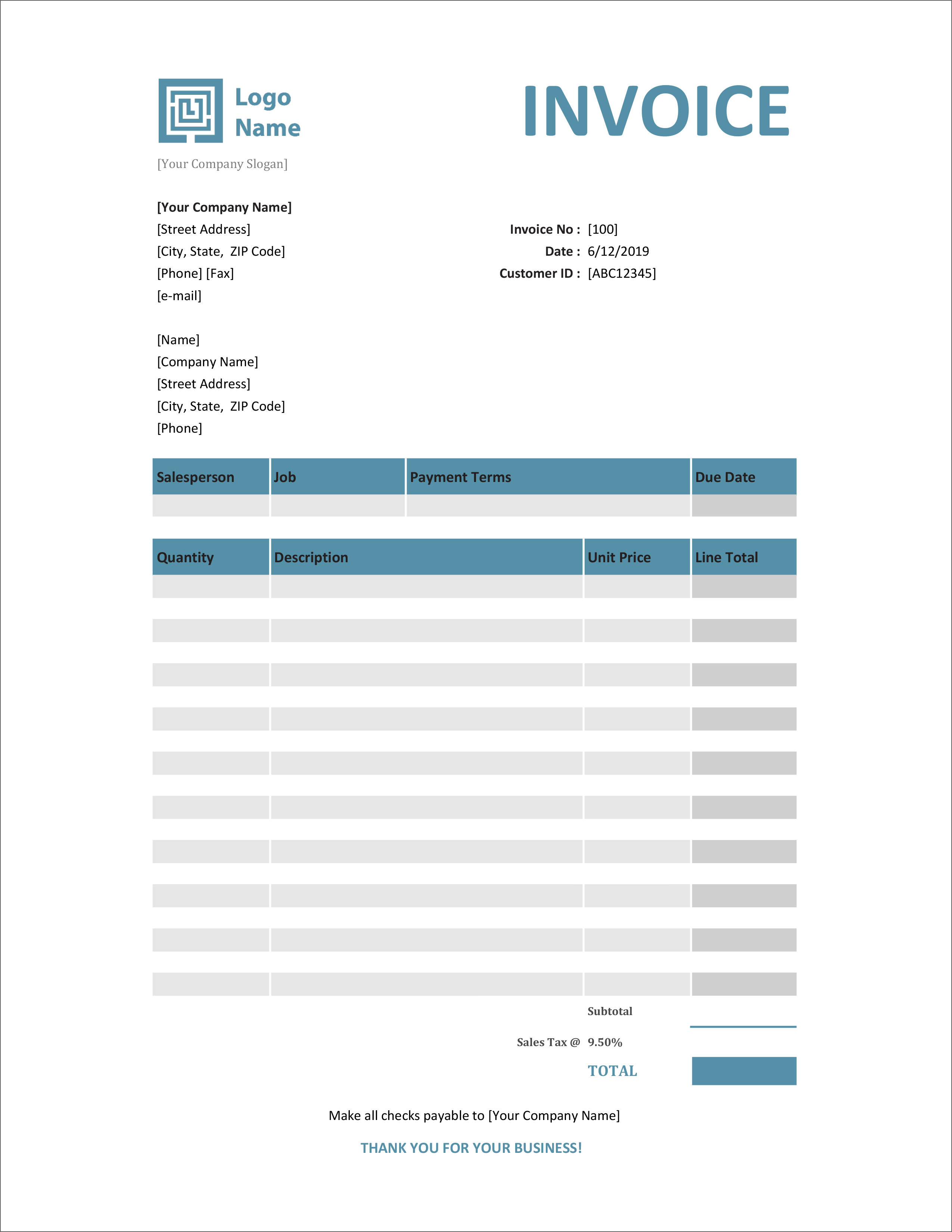 professional invoice template excel