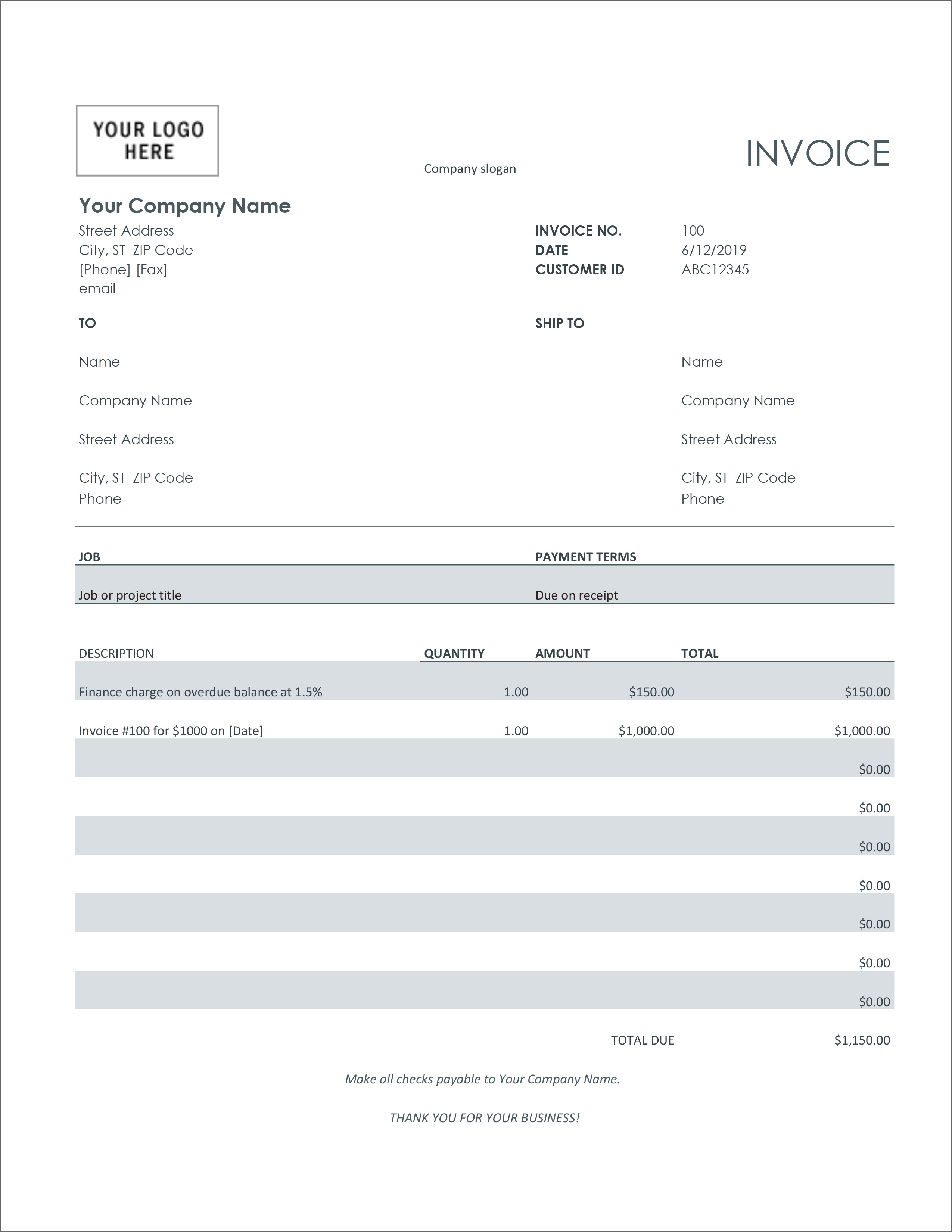 Shipping Invoice Template 1