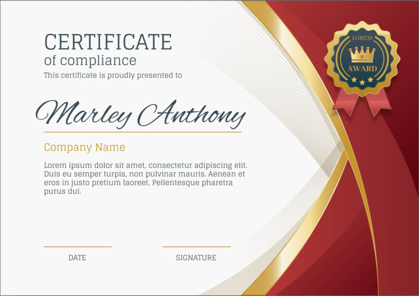 Screenshot of blank elegant certificate template