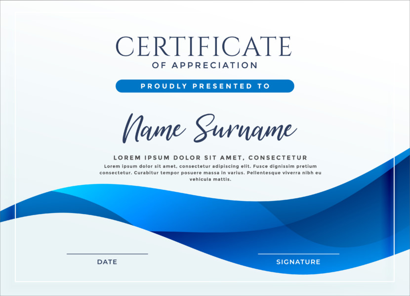 Screenshot of blank simple certificate template