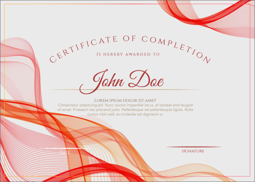 Screenshot of blank red ribbion certificate template