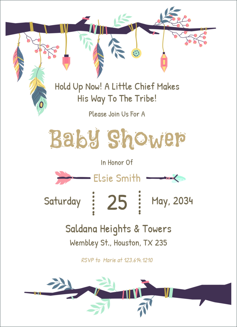 Tribal Baby Shower Invitation Template