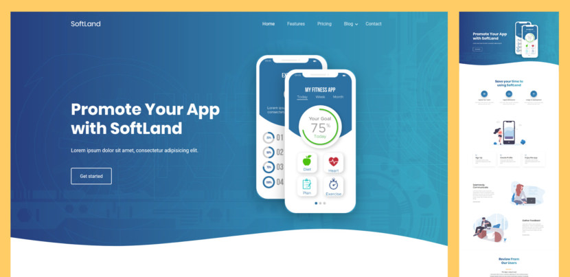 SoftLand is a modern and creative app landing HTML website template. Anyone can use this template to showcase their apps or services. SoftLand is an ultimate responsive landing page template for anyone who is looking for an app landing page, software landing page, app showcase, app store page template etc.