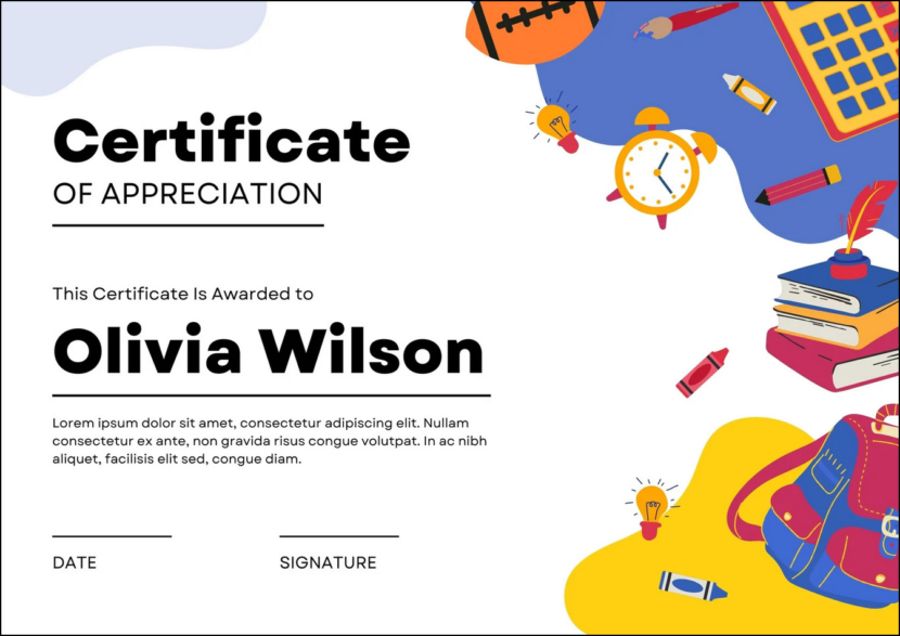 Colorful and Playful Certificate of Appreciation