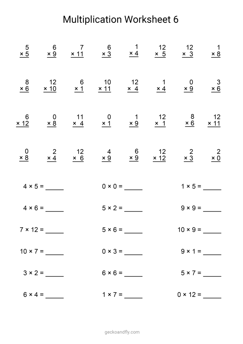 Printable Multiplication Worksheet