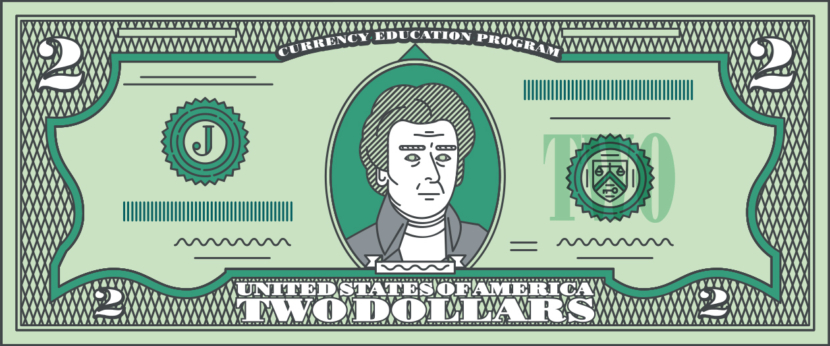 printable US banknote 2 dollar play money