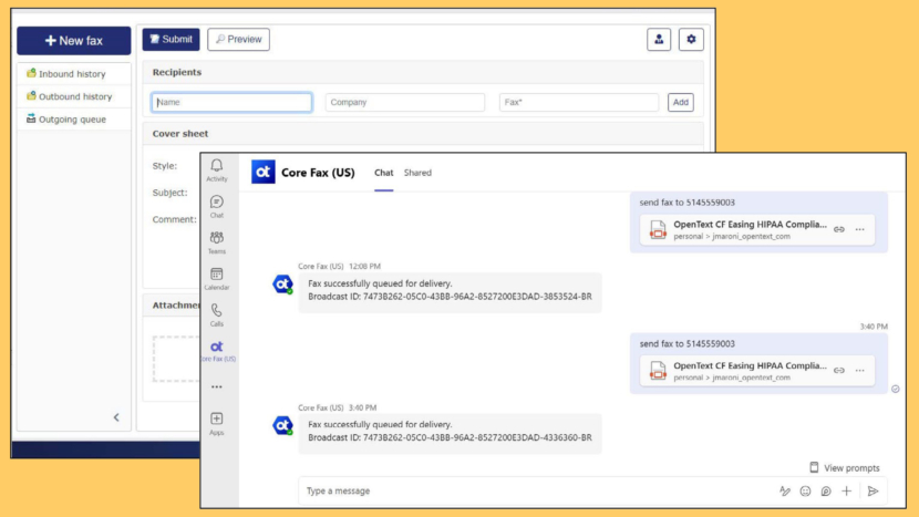 OpenText Core Fax Microsoft Teams
