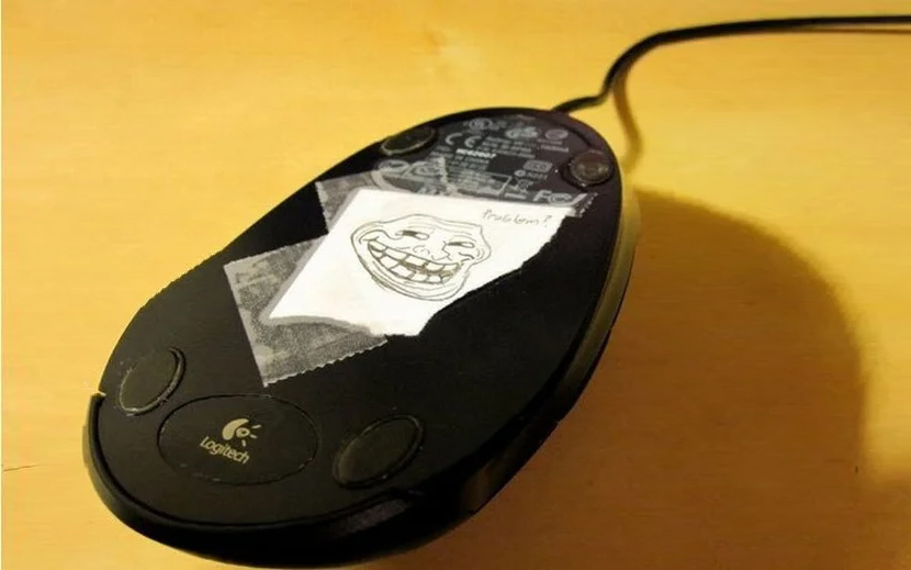 mouse with a scotch tape prank