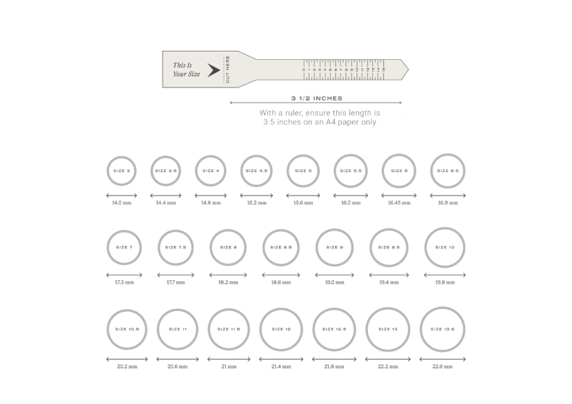 Printable Ring Sizer A4 paper