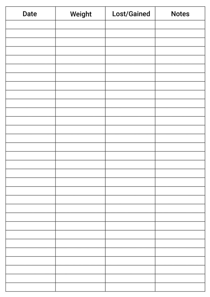 free printable weight loss tracker